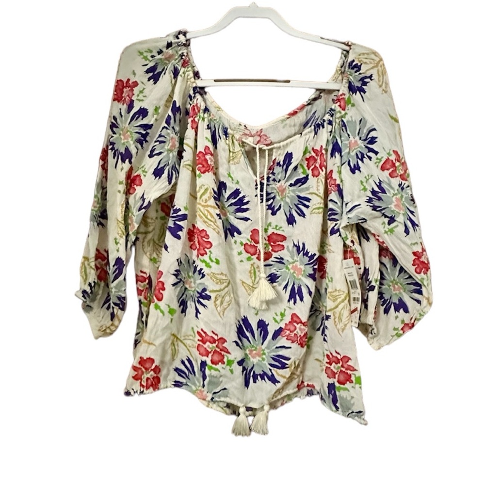 NWT Denim & Supply RL Boho Tropical Floral Print Oversized Blouse Size S - Picture 2 of 6